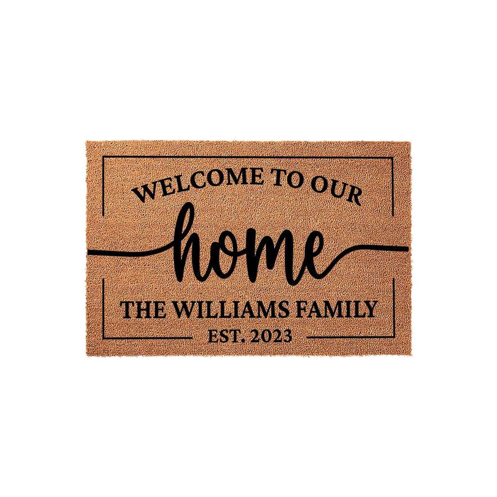 Welcome To Our Home, Custom Family Name Doormat, Housewarming Gift, Front Door