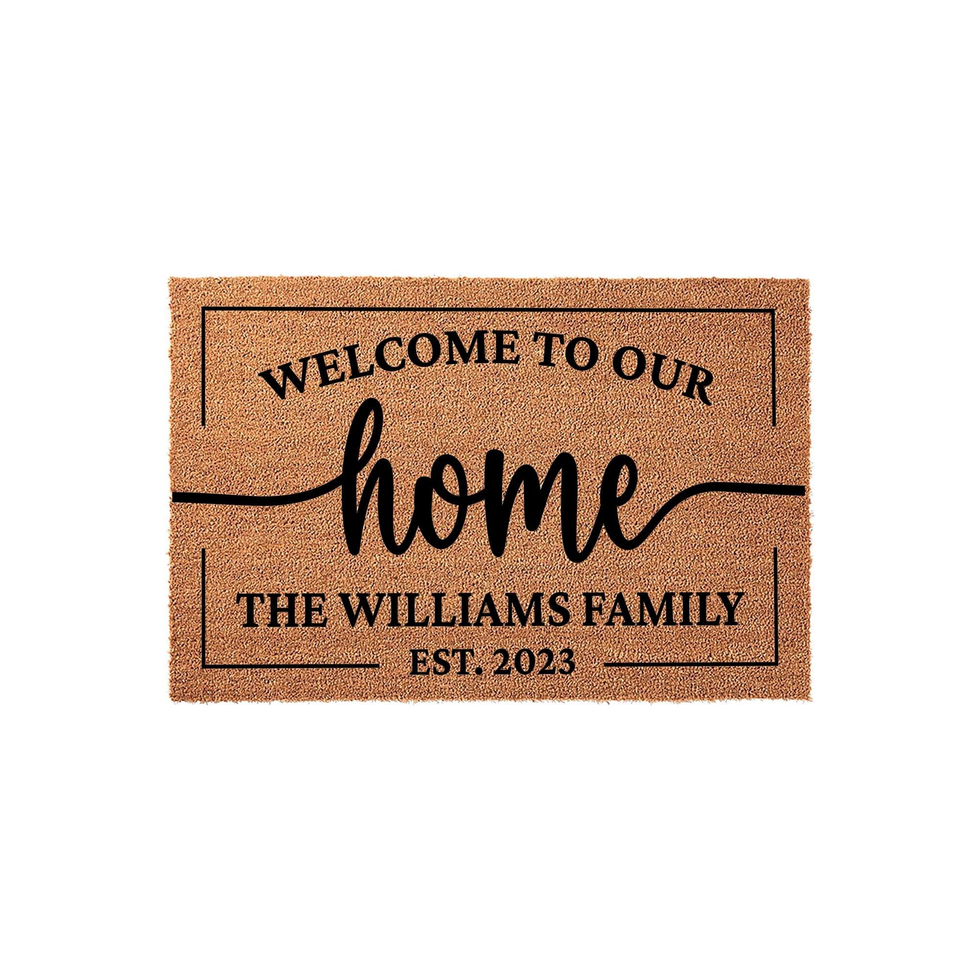 Welcome To Our Home, Custom Family Name Doormat, Housewarming Gift, Front Door